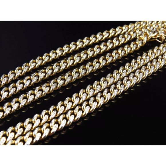 Solid Gold Diamond Miami Cuban Link Chain NEW - Picture 5 of 6